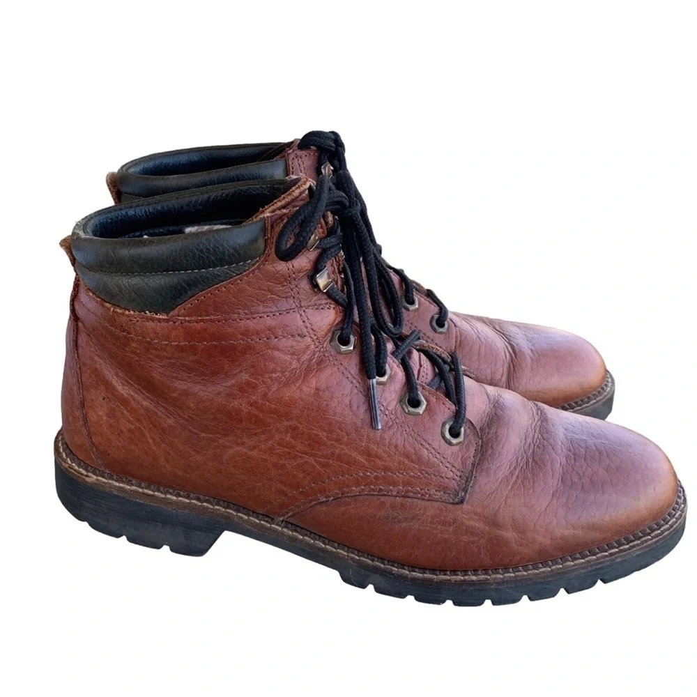 H.S. Trask Mens Brown Leather Ankle Lace Up Chukka Boots Size 10 M Made in USA